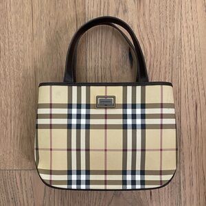 Burberry Tan and Brown Checkered Tote